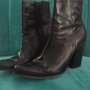 BCBG Max Azaria Black Leather ankle Booties